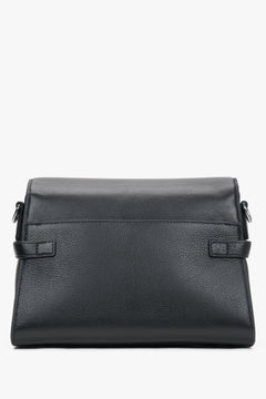 Back view of women's black leather shoulder bag by Estro
