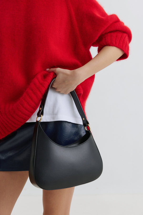 Women's Black Shoulder Bag made of Italian Genuine Leather Estro.