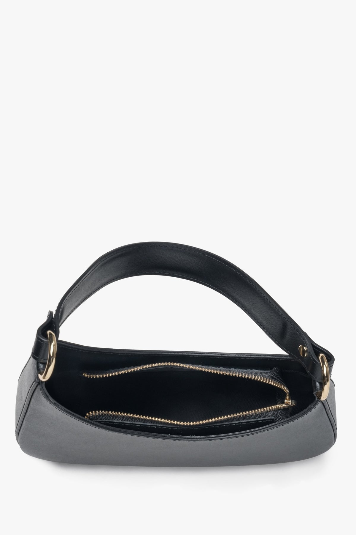 Italian Genuine Leather Women's Black Shoulder Bag.