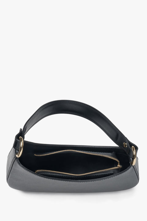 Italian Genuine Leather Women's Black Shoulder Bag.