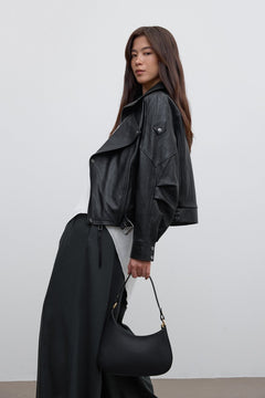 Women's Black Shoulder Bag made of Italian Genuine Leather Estro ER00116374