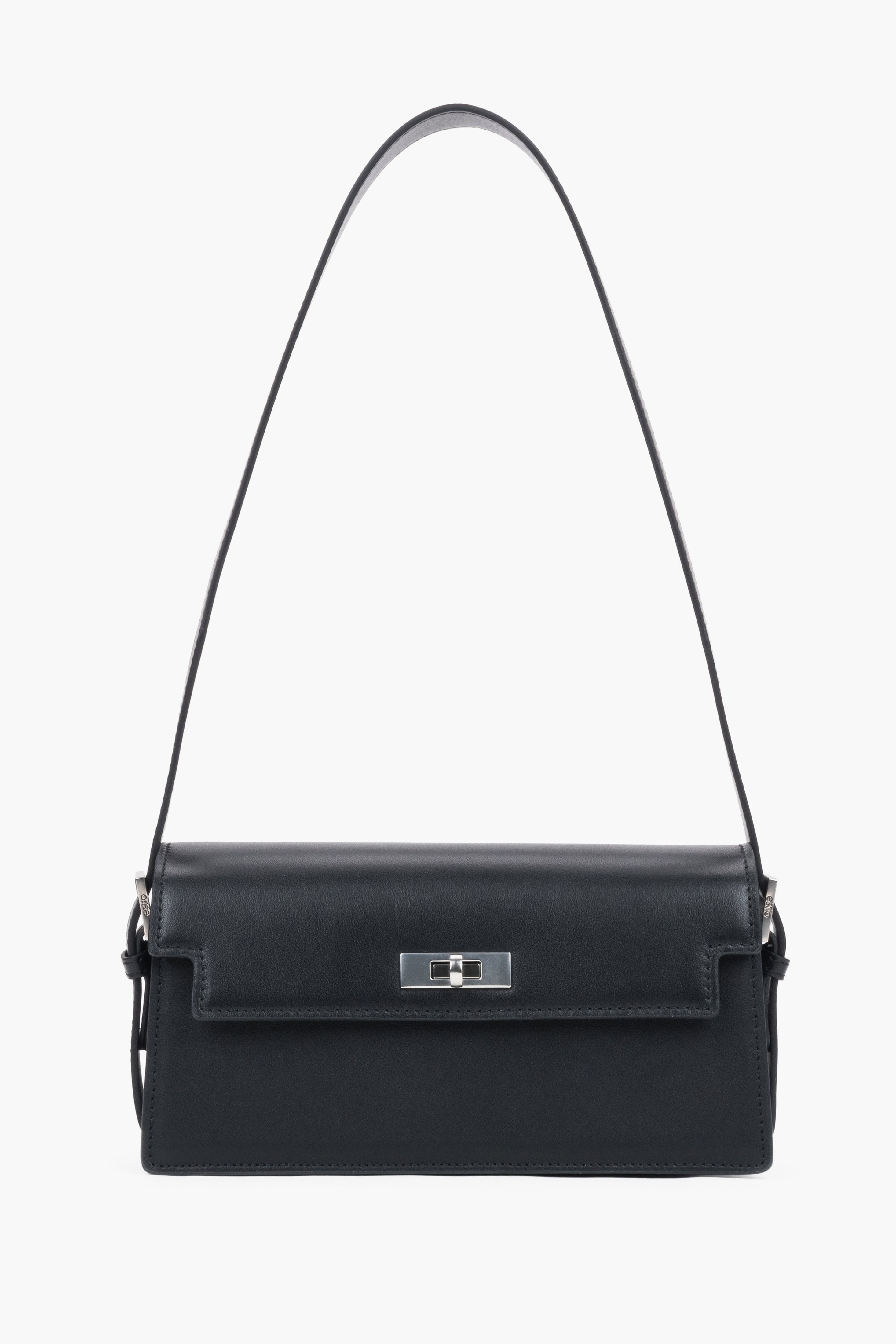Women's Black Leather Shoulder Bag Estro ER00119887.