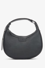 Women's Black Genuine Leather Shoulder Bag in Half-Moon Shape Estro ER00116651.