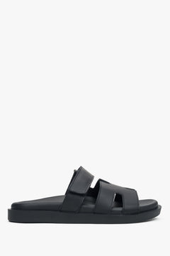 Women’s black sandals in premium Italian natural leather Estro.