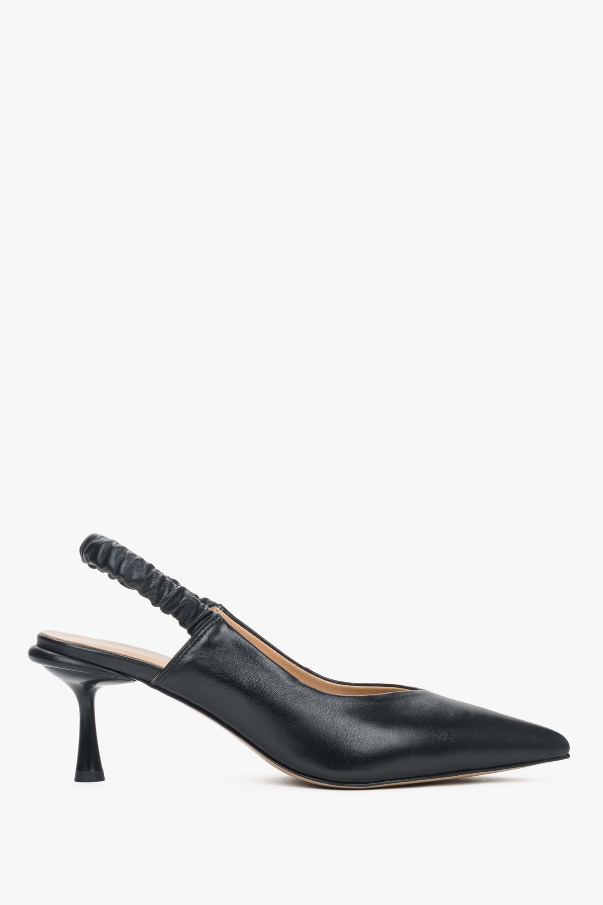 Women's Black Leather Slingback Pumps Estro ER00115115.