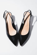 Women’s Black Leather Slingback Pumps with Low Flared Heel Estro ER00117123
