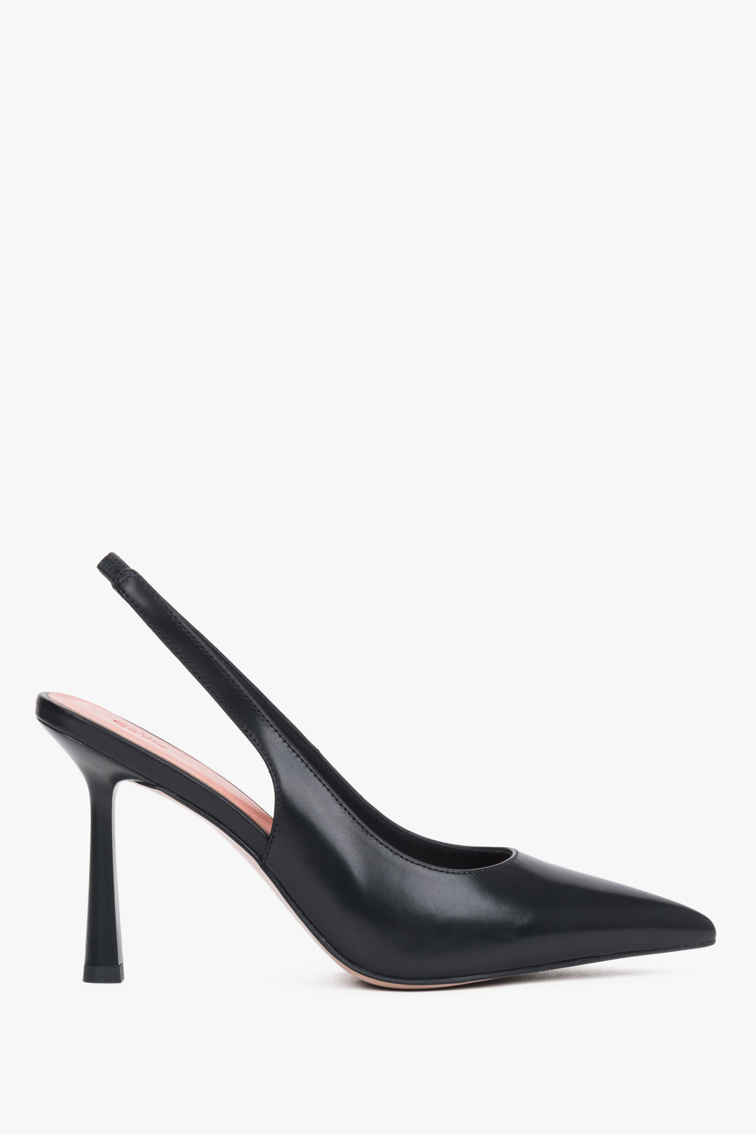 Women’s Black Leather Slingback Pumps on a High Heel Estro ER00119494.
