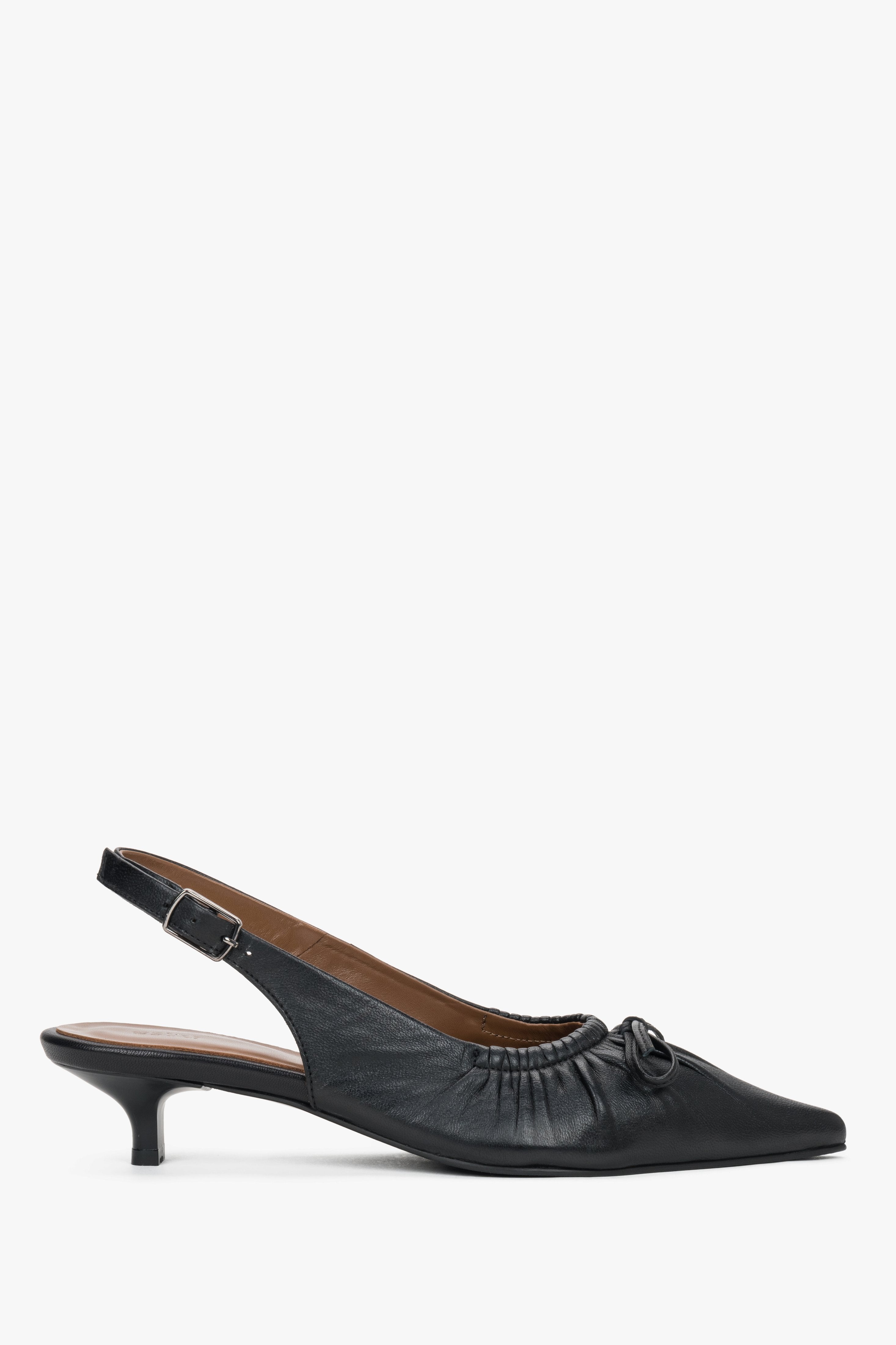 Women’s Black Leather Slingback Pumps With Kitten Heel Estro ER00119767.