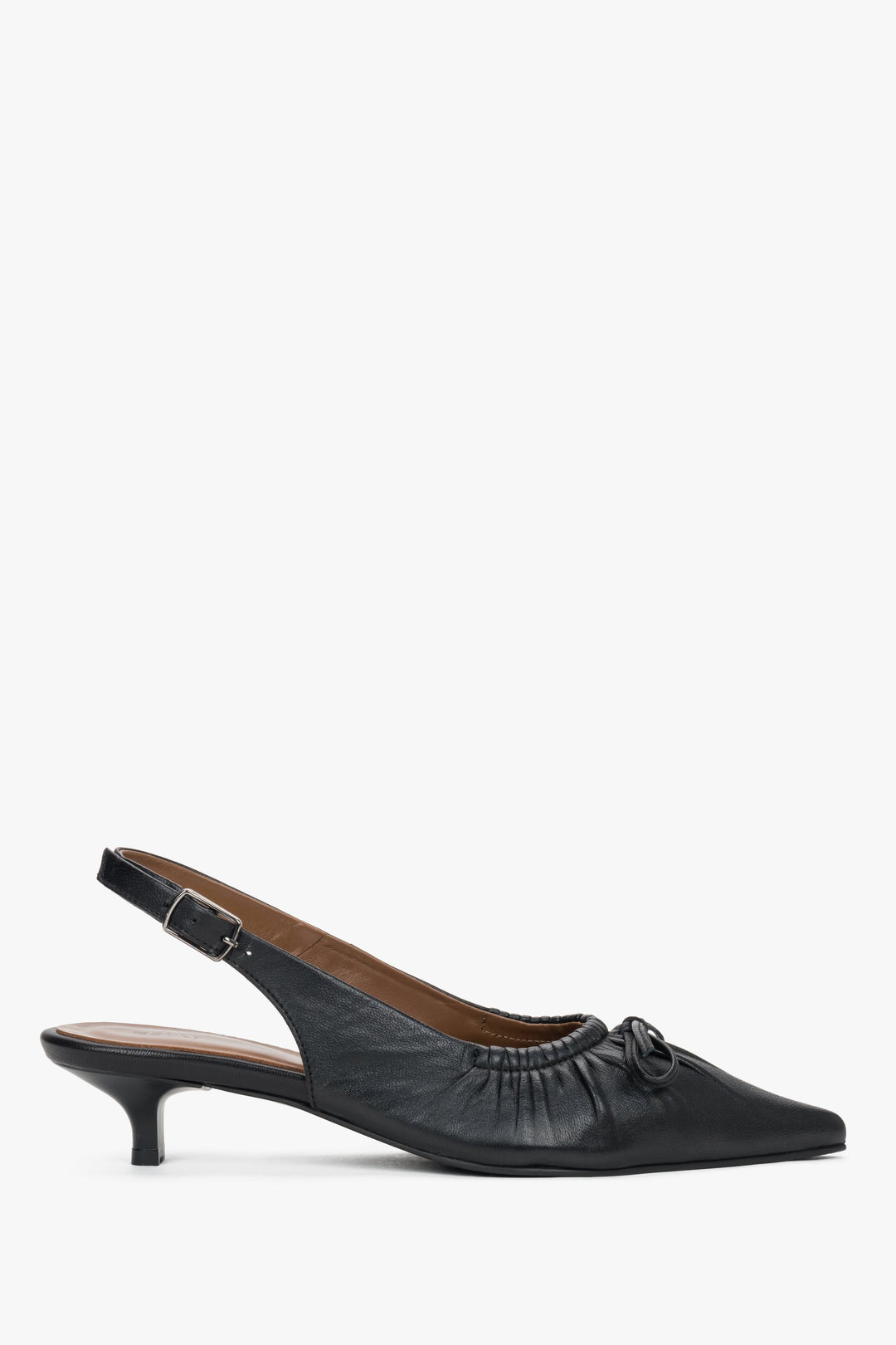 Women’s Black Leather Slingback Pumps With Kitten Heel Estro ER00119767.