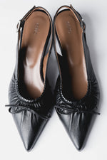 Women’s Black Leather Slingback Pumps With Kitten Heel Estro ER00119767.