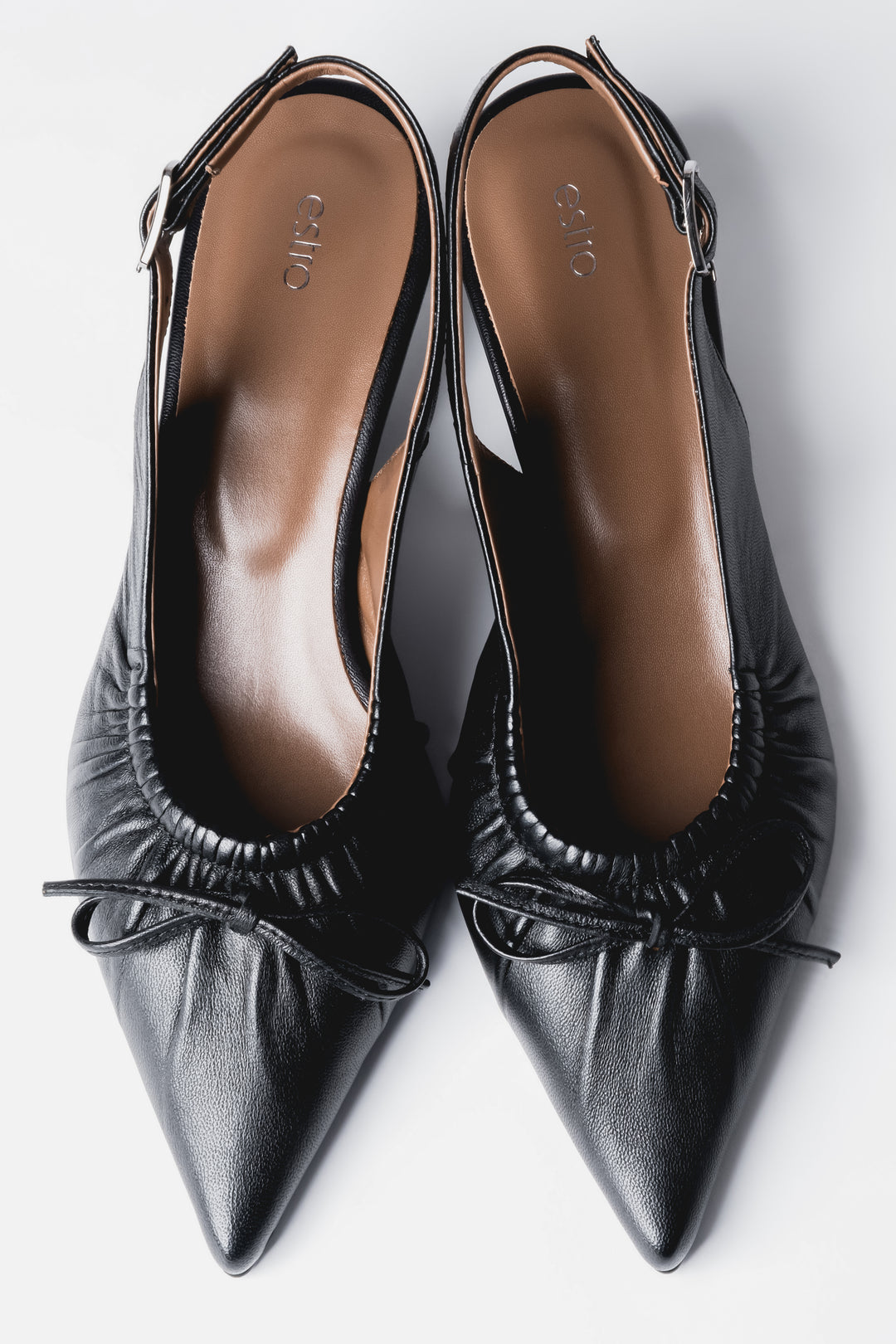 Women’s Black Leather Slingback Pumps With Kitten Heel Estro ER00119767.