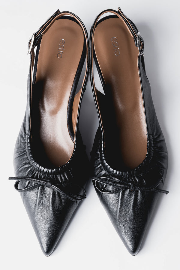 Women’s Black Leather Slingback Pumps With Kitten Heel Estro ER00119767.