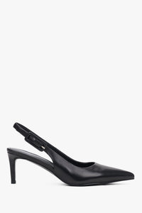 Women’s Black Leather Slingback Pumps with Stiletto Heel Estro ER00119689.