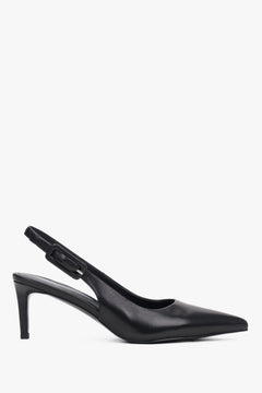 Women’s Black Leather Slingback Pumps with Stiletto Heel Estro ER00119689.