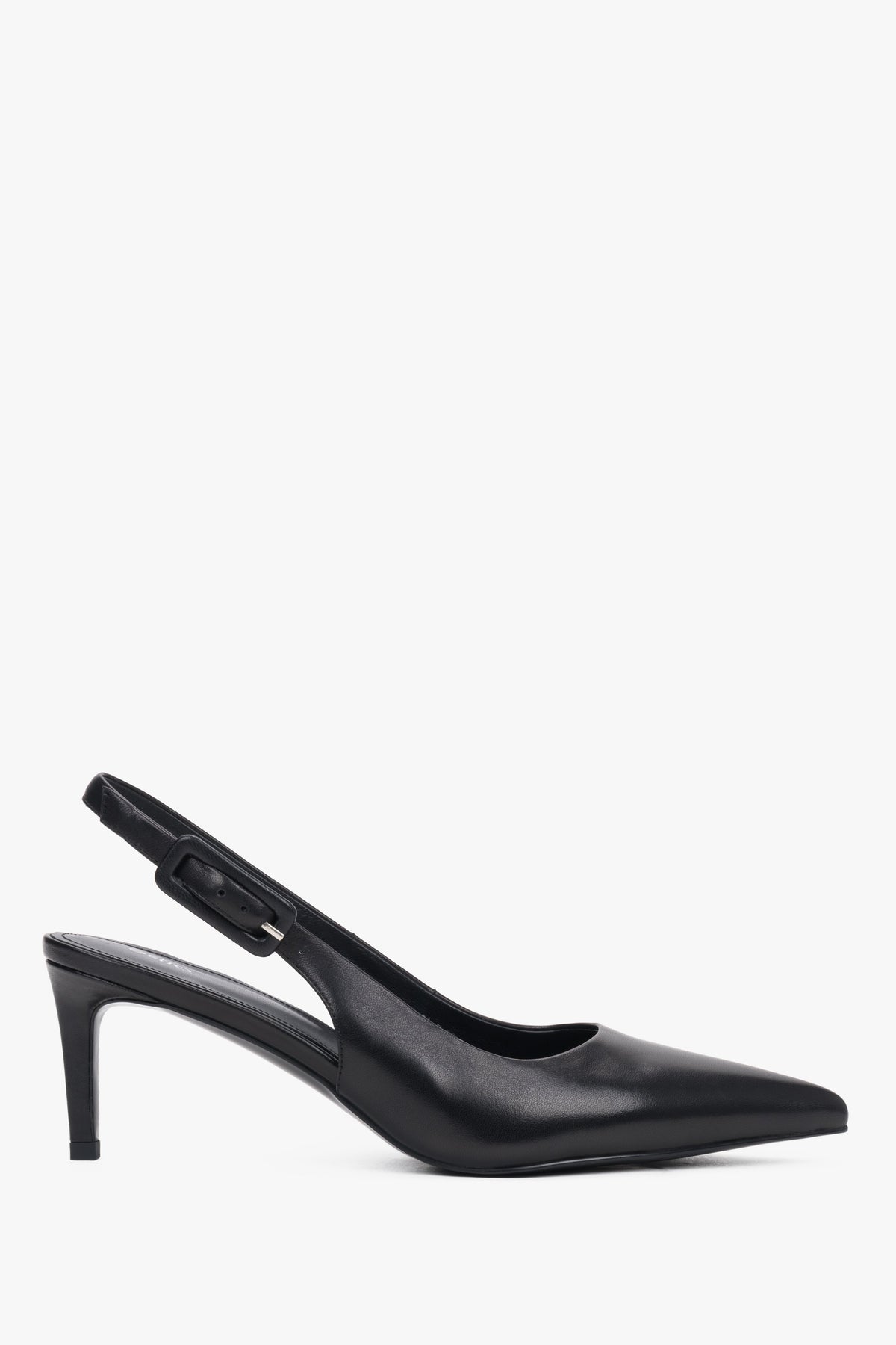 Women’s Black Leather Slingback Pumps with Stiletto Heel Estro ER00119689.