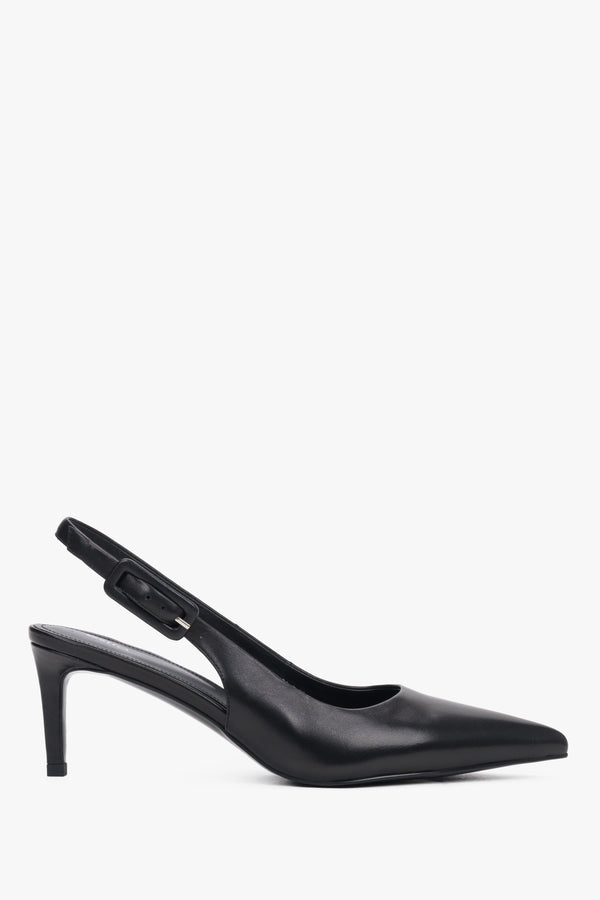 Women’s Black Leather Slingback Pumps with Stiletto Heel Estro ER00119689.