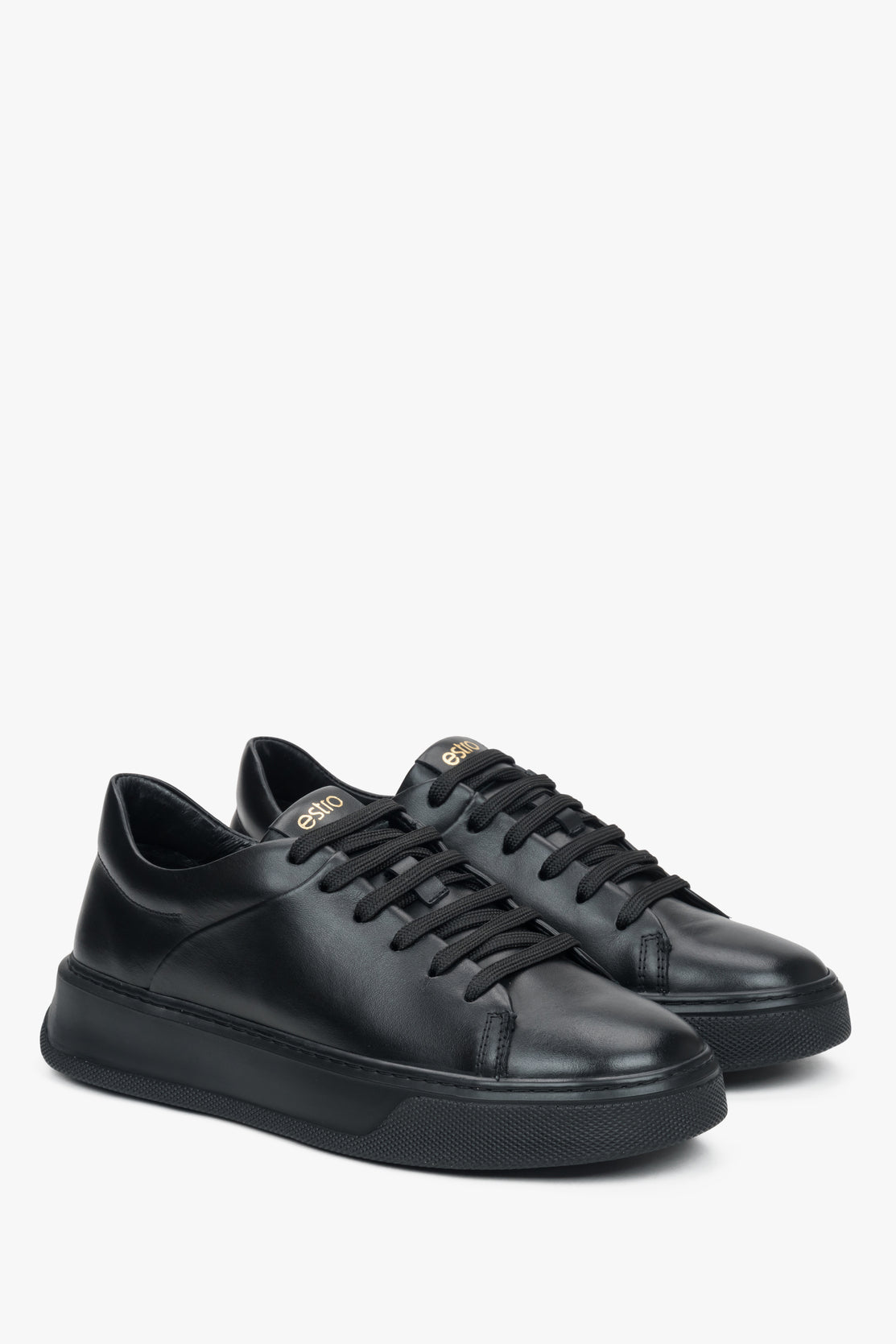 Women's black sneakers Estro made of leather.