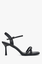 Women's Black Leather Stiletto Sandals with Thin Straps Estro ER00117200.