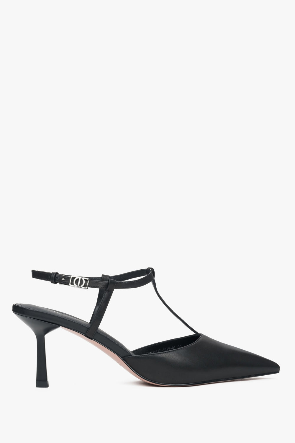 Women's Black Leather Stiletto Slingbacks with Pointed Toe Estro ER00117178.
