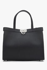 Women’s Black Leather Tote Bag with Silver Hardware Estro ER00118896.