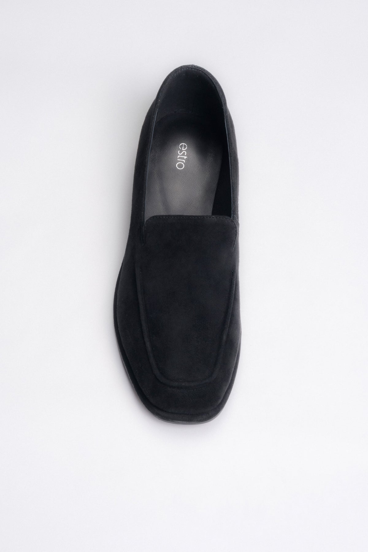 Women’s Black Loafers made of Soft Genuine Velour Estro ER00118002.