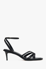 Women's Black Low-Heel Sandals in Genuine Leather Estro ER00117183.