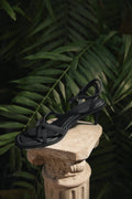 Women's Black Low-Heel Sandals in Genuine Leather Estro ER00117183.
