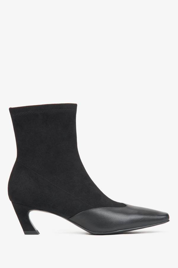 Women's Black Low-Heeled Ankle Boots in Soft Textiles & Leather Estro ER00116170