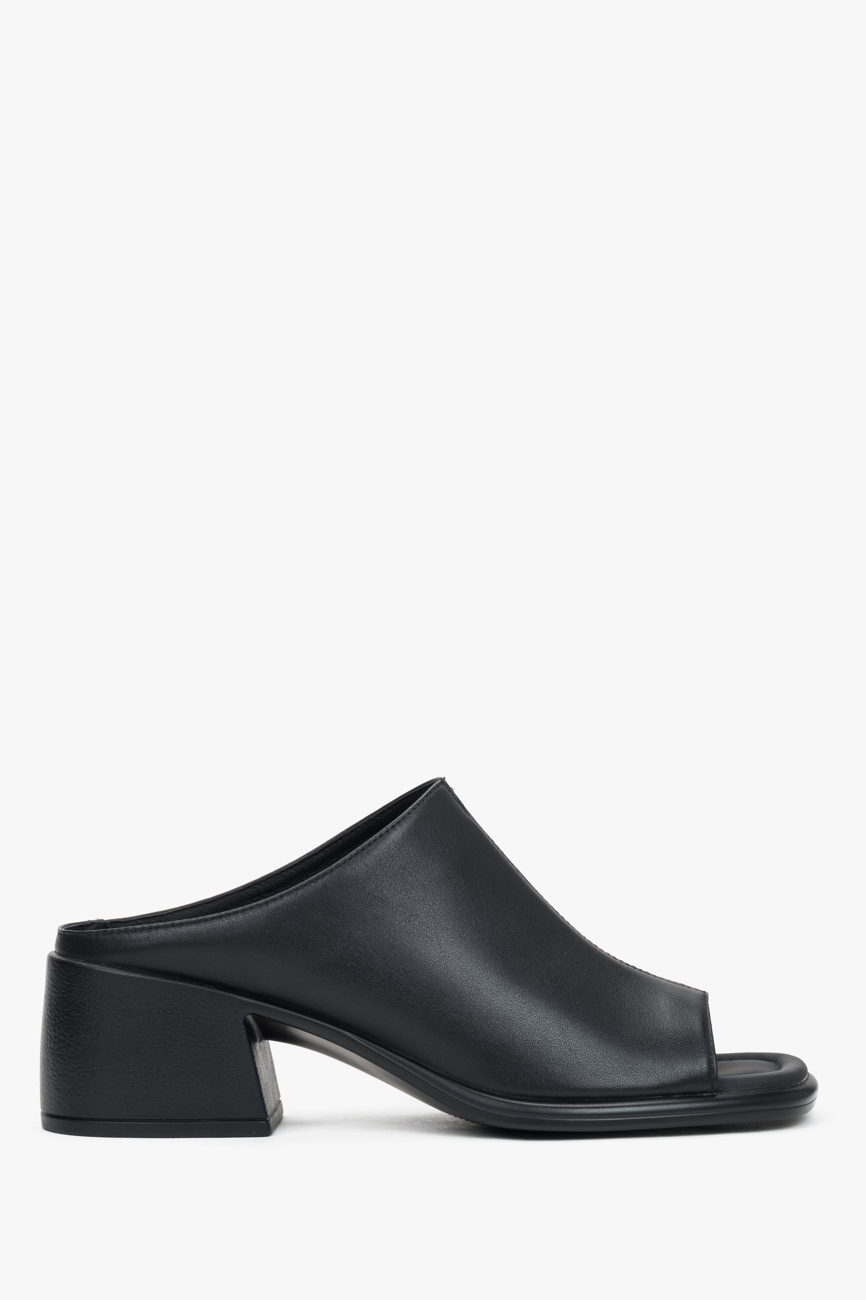 Women’s Black Leather Mules on a Stable Block Heel Estro ER00117118.