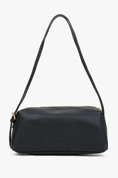 Elegant black women's shoulder bag made of premium Italian pebbled leather.