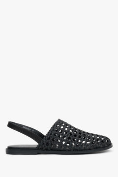 Women's Black Openwork Sandals in Genuine Leather Estro ER00119451.