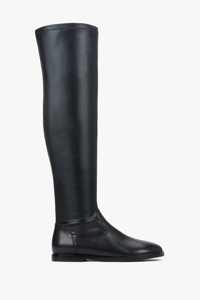 Women’s Black Over-The-Knee Boots made of Genuine Leather and Stretch Estro ER00118019.