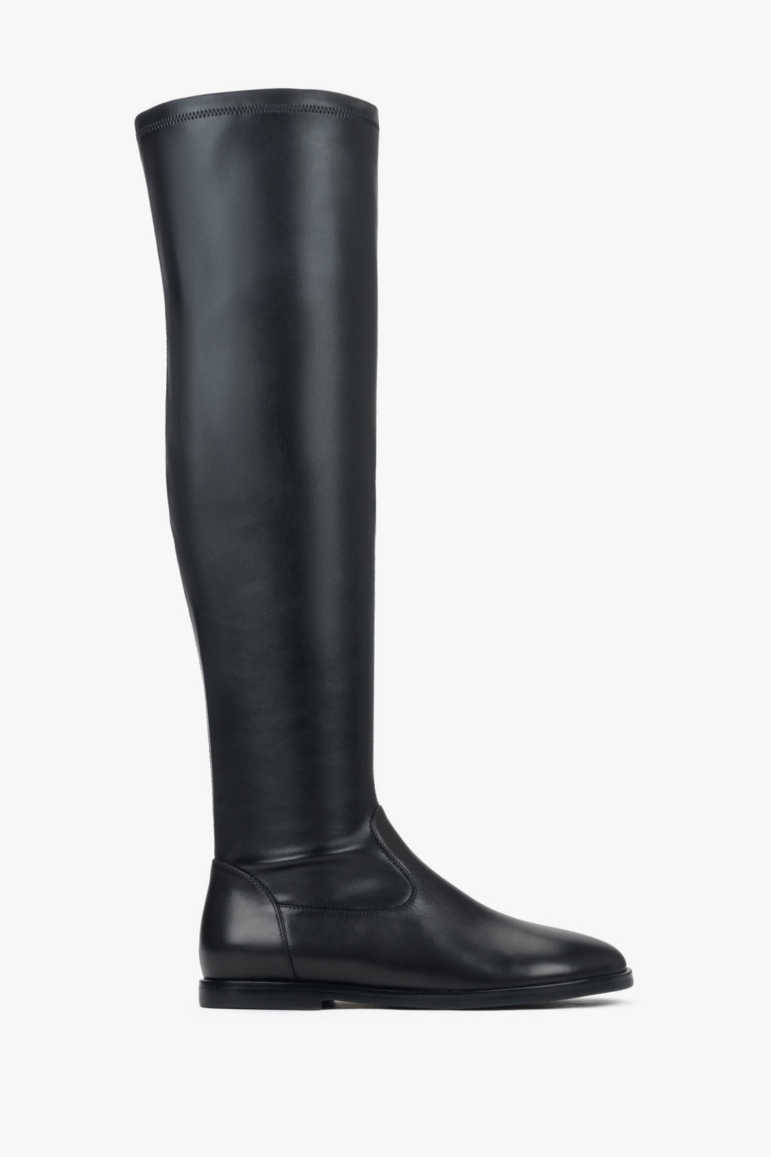 Women’s Black Over-The-Knee Boots made of Genuine Leather and Stretch Estro ER00118019.