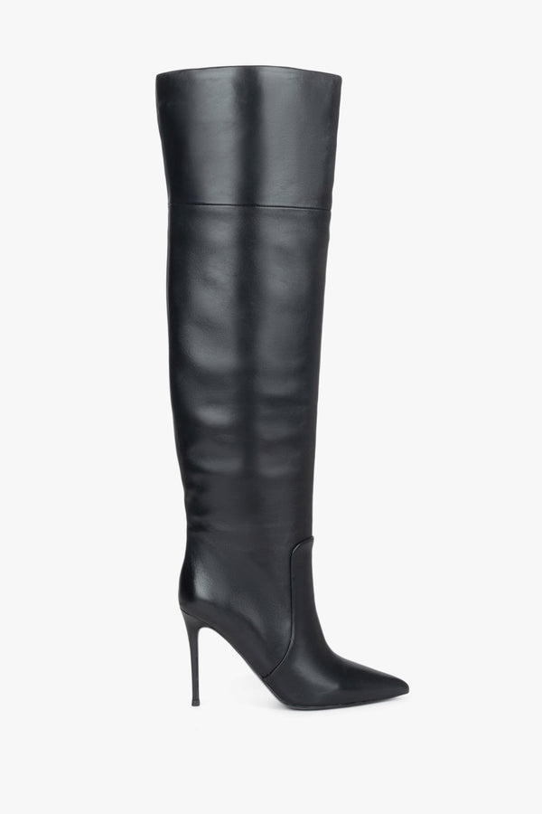 Women’s Black Over-The-Knee Stiletto Boots in Elastic Natural Leather  Estro ER00118474.