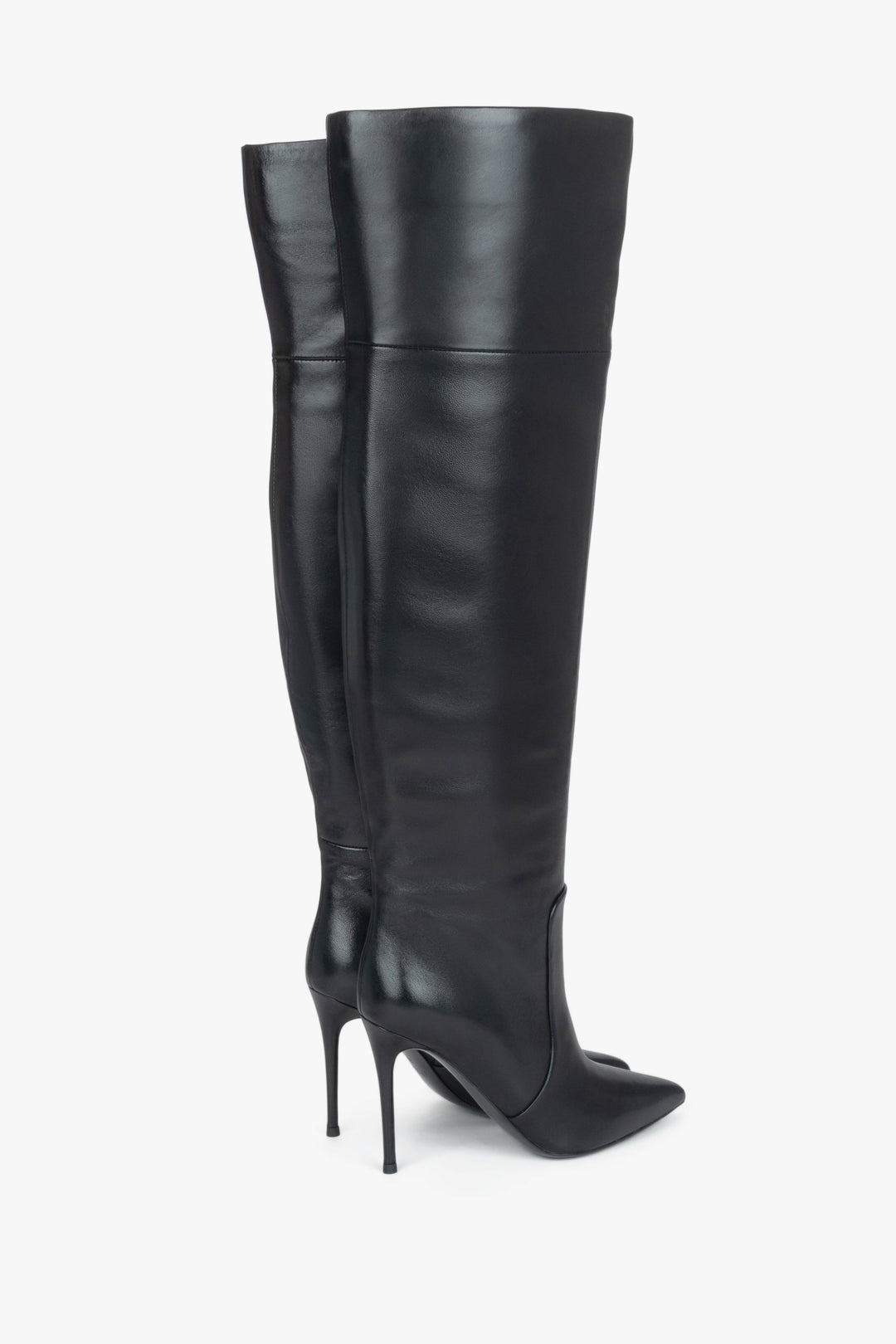Black women’s over-the-knee stiletto boots Estro made of elastic natural leather.