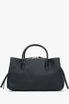 Women's Black Genuine Pebbled Leather Handbag Estro ER00118929.