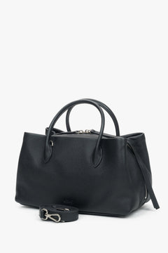 Genuine pebbled leather black women's handbag Estro.