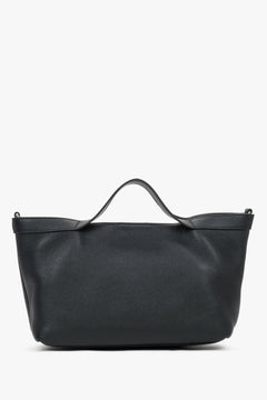 Black Women's Tote Bag Estro, Pebbled Genuine Leather, With Short Handles.