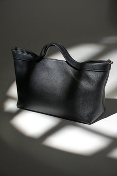 Women's Black Pebbled Genuine Leather Tote Bag with Short Handles Estro ER00120126