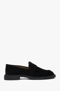 Women's Black Penny Loafers made of Italian Genuine Velour Estro ER00117091.