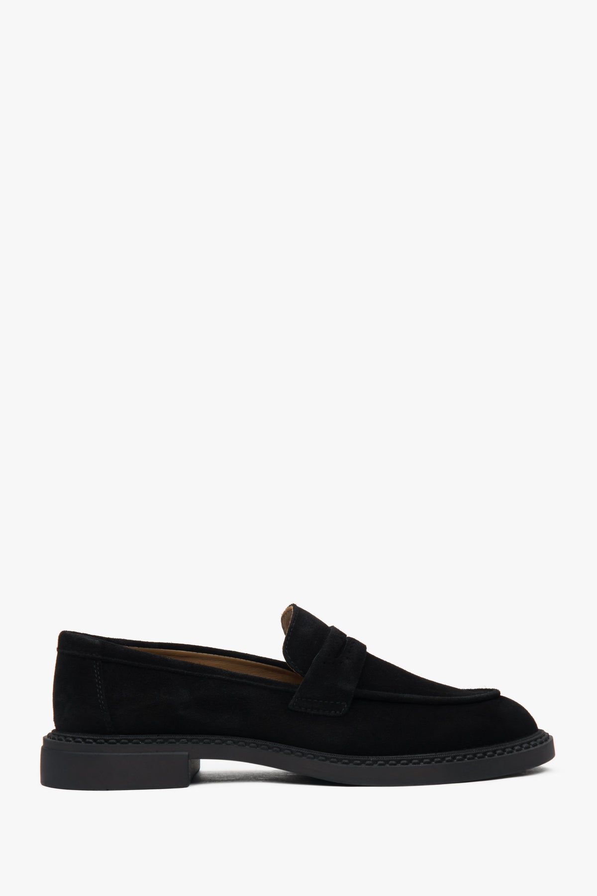 Women's Black Penny Loafers made of Italian Genuine Velour Estro ER00117091.