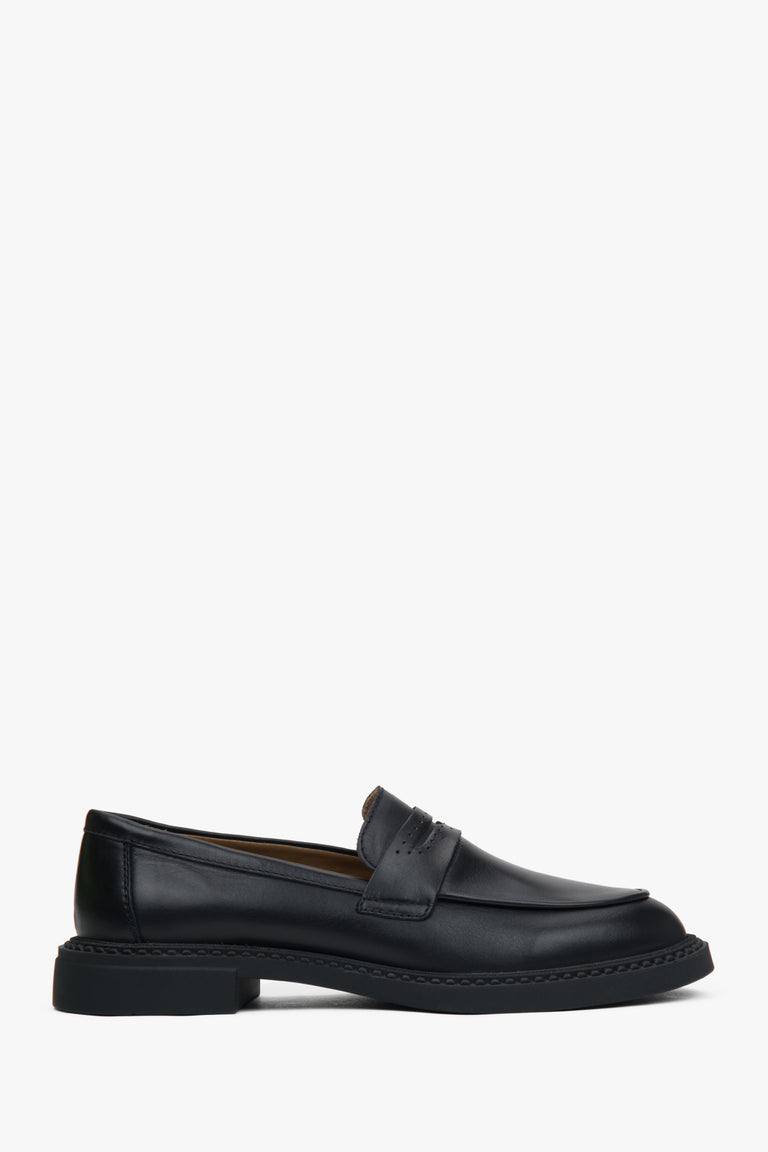 Women's Black Penny Loafers made of Premium Italian Genuine Leather Estro ER00117583.