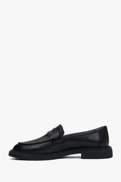 Women's penny loafers made from black Italian genuine leather.
