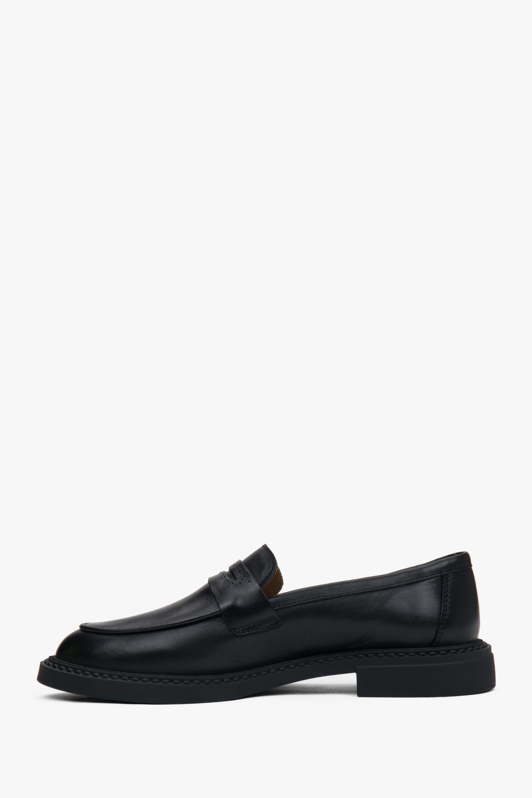 Women's penny loafers made from black Italian genuine leather.
