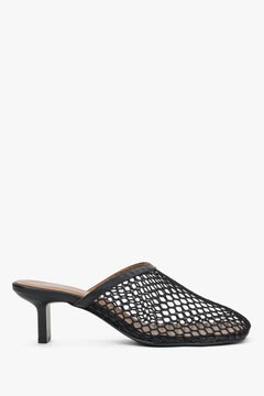 Women’s Black Perforated Mule Slippers With Stiletto Heel Estro ER00119756.