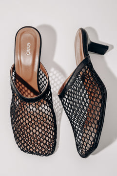Women’s Black Perforated Mules with Stiletto Heel Estro ER00119756.