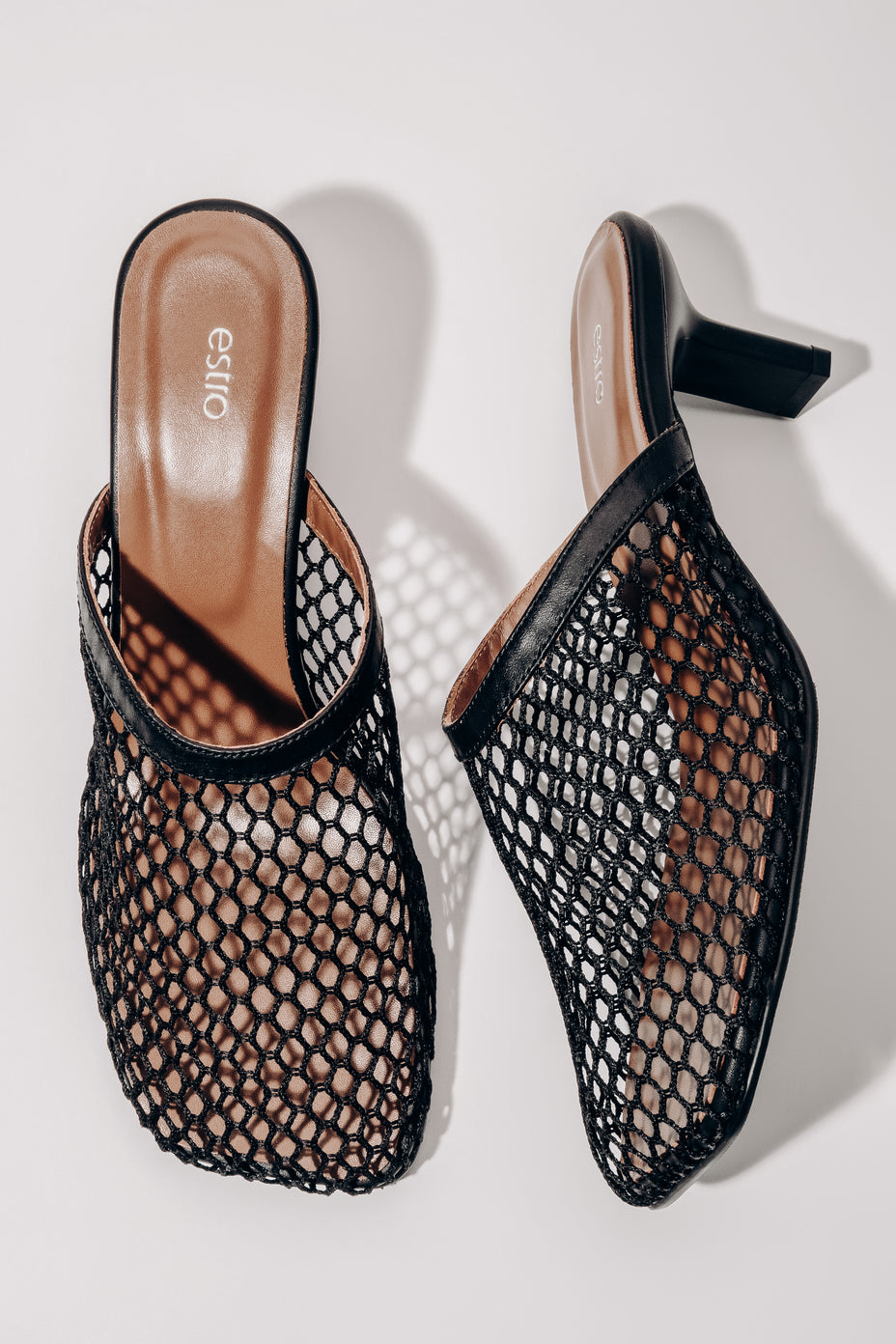 Women’s Black Perforated Mules with Stiletto Heel Estro ER00119756.