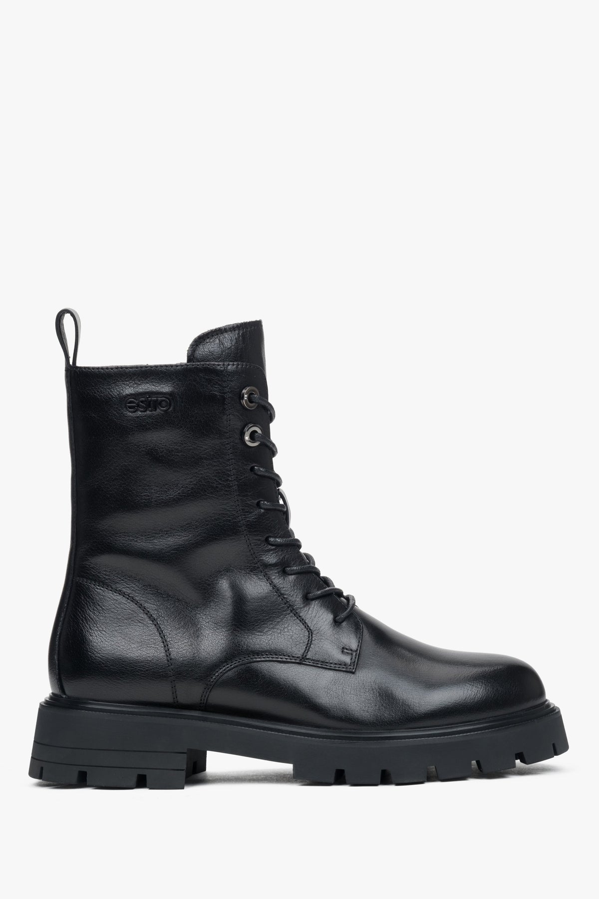 Women's Black Platform Ankle Boots made of Genuine Leather Estro ER00116288.