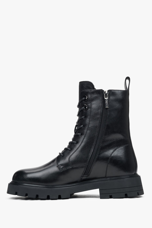 Women's ankle boots Estro, black, platform style, made of genuine leather.