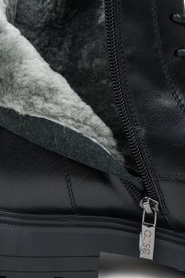 Women's ankle boots Estro, black, platform style, made of genuine leather.